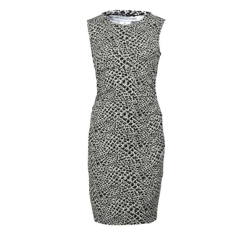 Diane Von Furstenberg Snake Print Bodycon Dress In Black Viscose